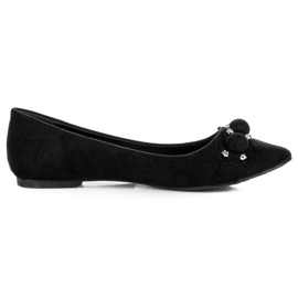 Seastar V-neck suede ballerinas black