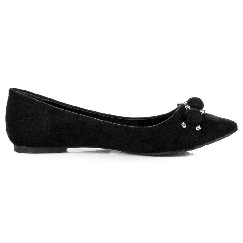Seastar V-neck suede ballerinas black
