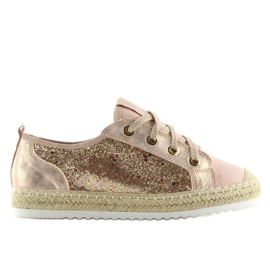 Pink laced espadrilles sneakers B-140 Pink Pink laced espadrilles sneakers B-140 Pink