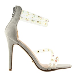 Gray gray sandals with silicone straps grey