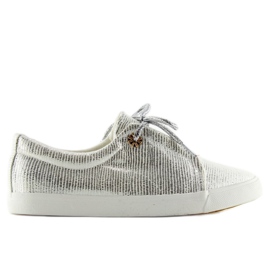 Silver women's sneakers MB102 White grey
