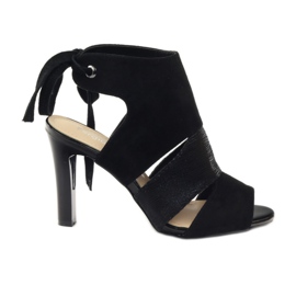 Sergio Leone 1489 tied suede sandals black