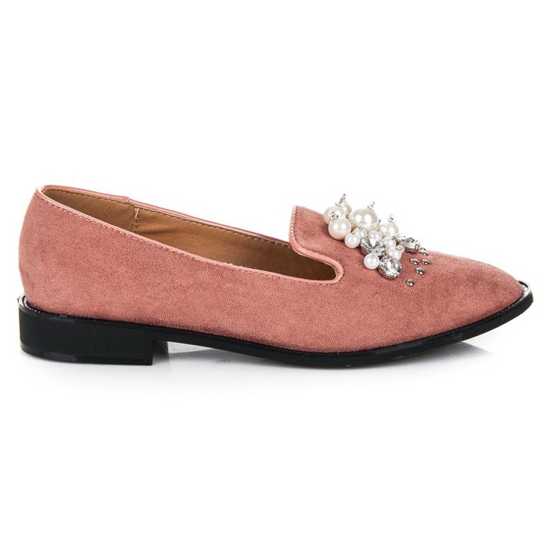 Best Shoes Suede lords with pearls pink