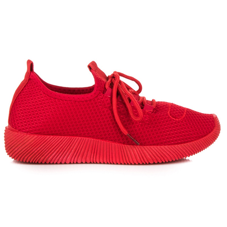 Red slip-on trainers