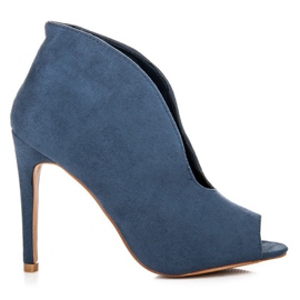 Bestelle Open toe suede ankle boots blue