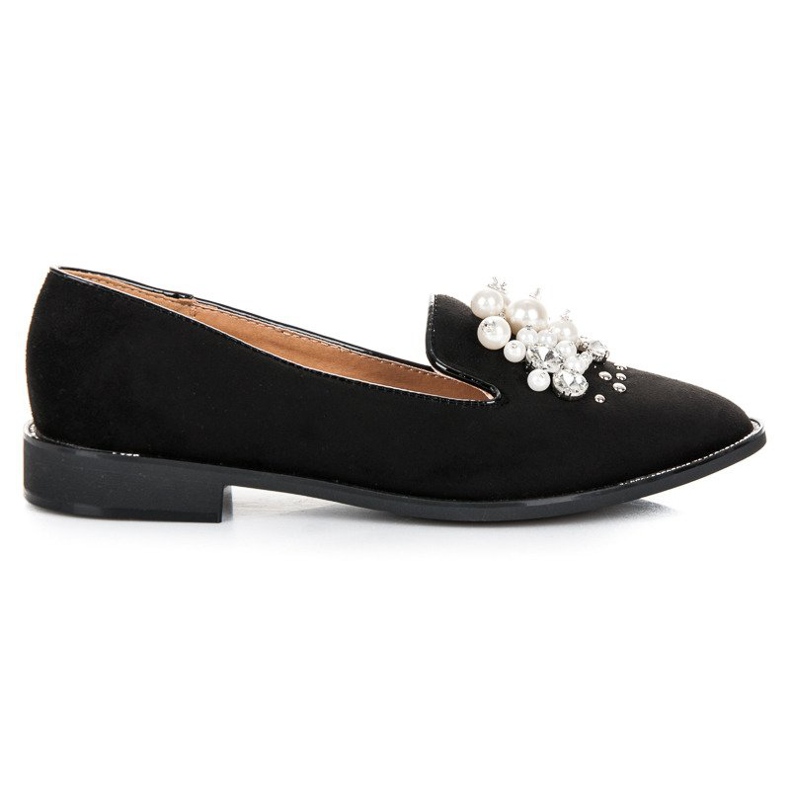 Best Shoes Suede Lords With Pearls black