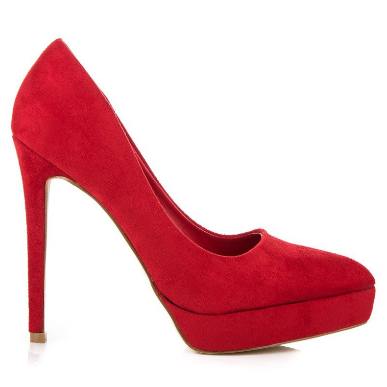 Bestelle Suede heels on the platform red