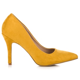 Yellow suede heels