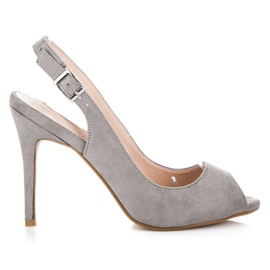 Bestelle Suede sandals on a high heel grey