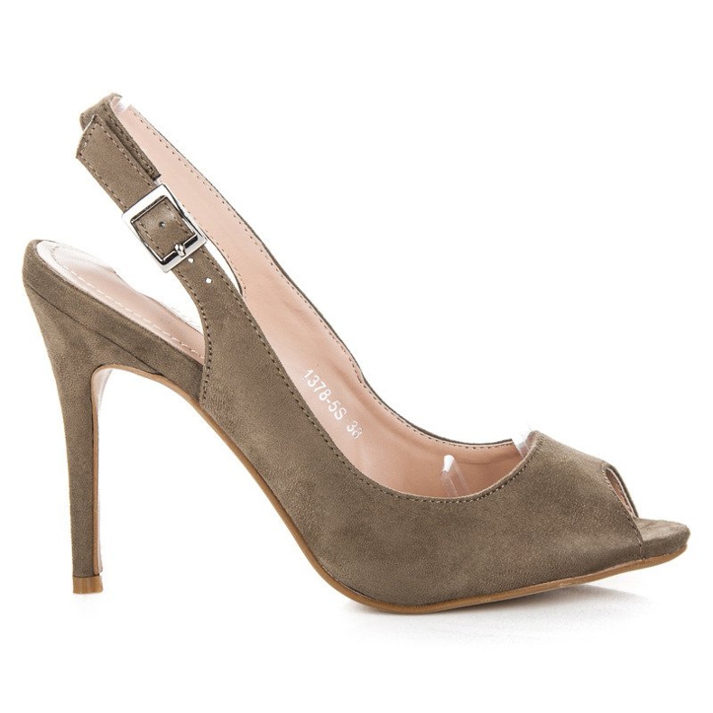 Bestelle Suede sandals on a high heel green