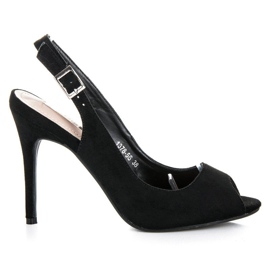 Bestelle Suede sandals on a high heel black