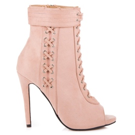 Seastar Tied open toe boots pink