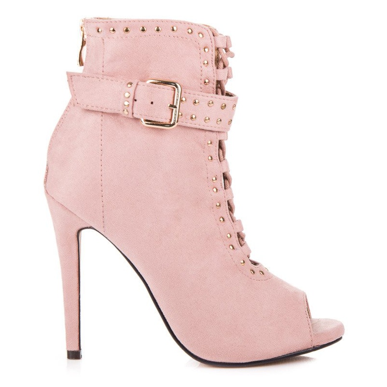 Seastar Open toe suede ankle boots pink