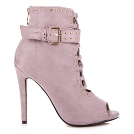 Seastar Open toe suede ankle boots purple