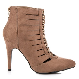 Cm Paris Openwork Booties On A Pin brown Cm Paris Openwork Booties On A Pin brown