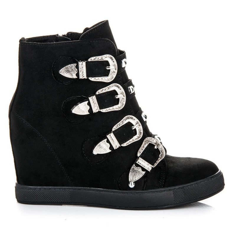 Bestelle Suede sneakers with buckles black Bestelle Suede sneakers with buckles black