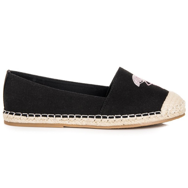 Bestelle Black espadrilles with a flamingo