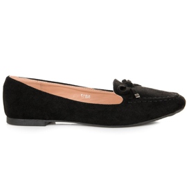 Small Swan Suede Loafers With A Bow black Small Swan Suede Loafers With A Bow black