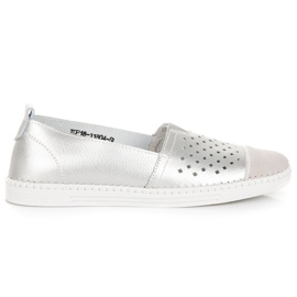 VINCEZA leather slipons grey VINCEZA leather slipons grey