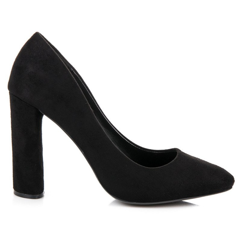 Suede pumps on the pillar black