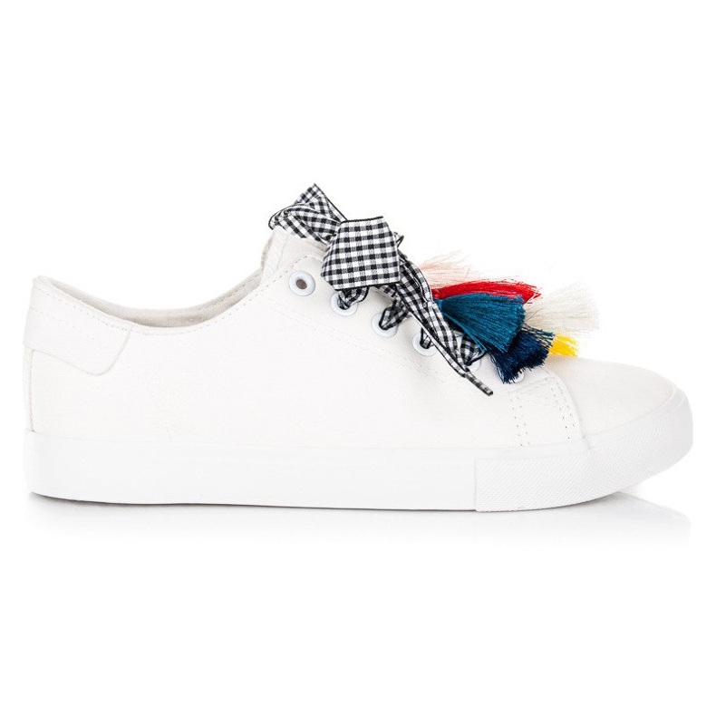 Ideal Shoes White sneakers with fringes