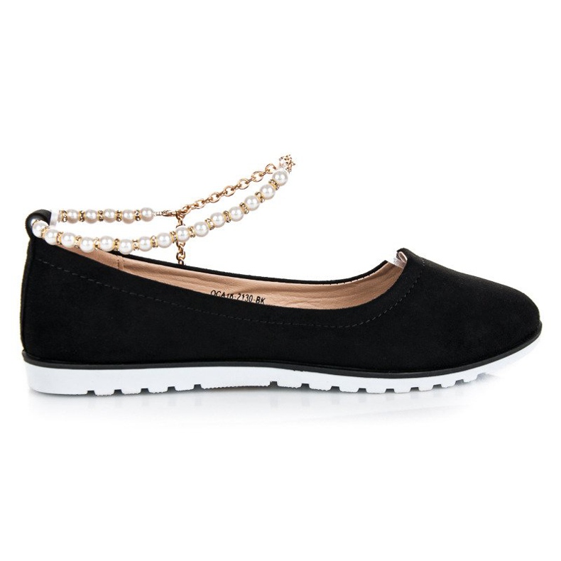 Suede ballerinas with vinceza beads black Suede ballerinas with vinceza beads black
