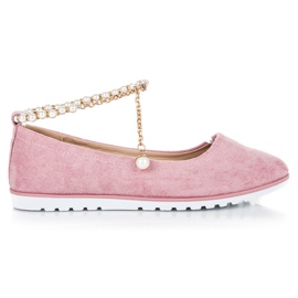 Suede ballerinas with vinceza beads pink Suede ballerinas with vinceza beads pink