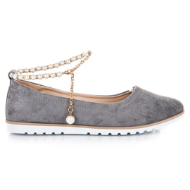 Suede ballerinas with vinceza beads grey Suede ballerinas with vinceza beads grey
