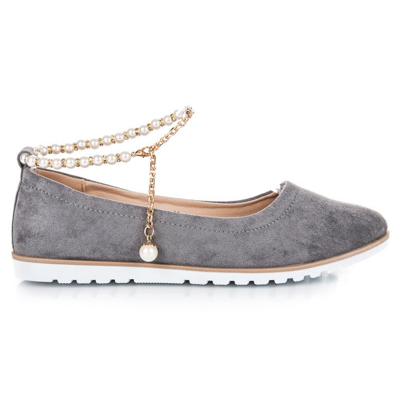 Suede ballerinas with vinceza beads grey
