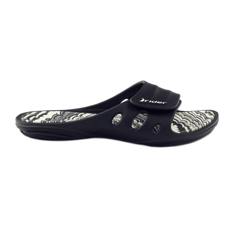 Rider 82213 velcro pool slippers black white