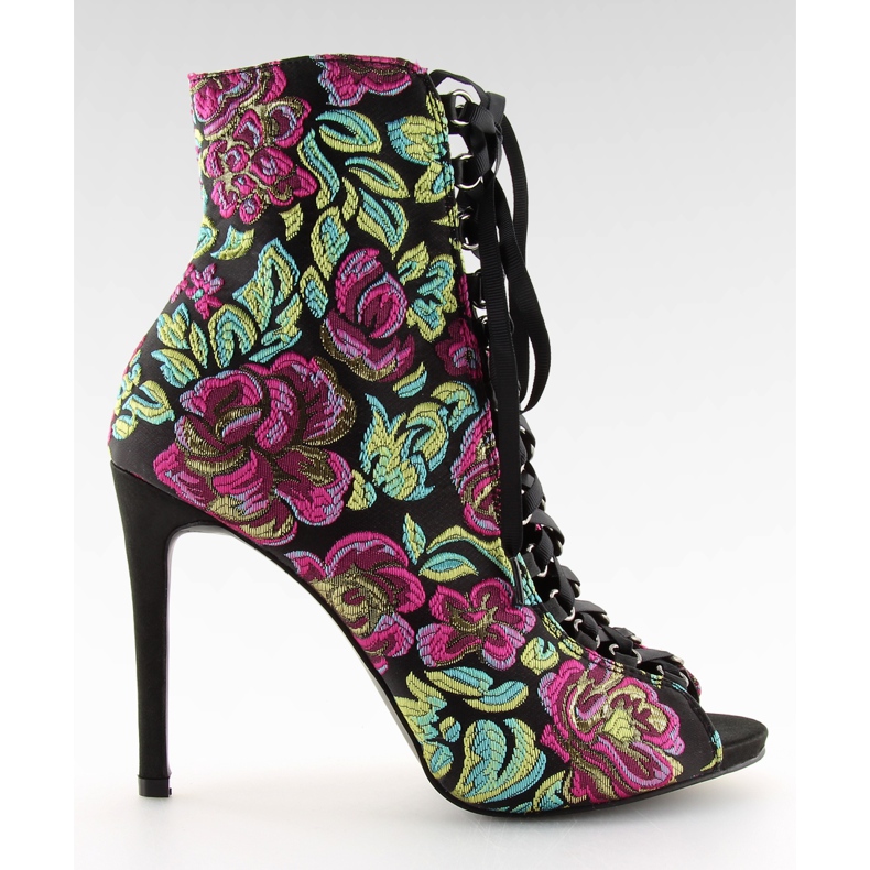 Oriental lace-up boots BLACK / FUSHIA yellow green violet
