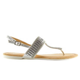 Flip-flops with silver stones 6700 Silver grey Flip-flops with silver stones 6700 Silver grey