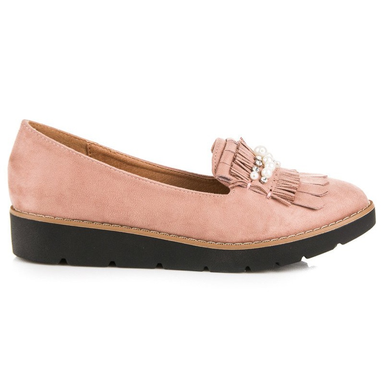 Comer Pink loafers with pearls