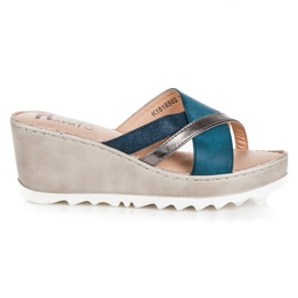 Kylie Wedge slippers blue