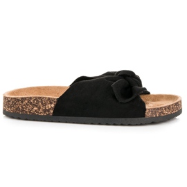 Queen Vivi Suede slippers with a bow black