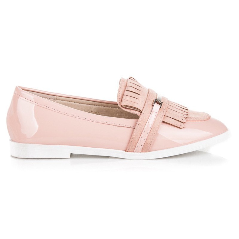 Ideal Shoes Powder lacquered moccasins pink Ideal Shoes Powder lacquered moccasins pink