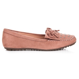 Stylish suede loafers pink