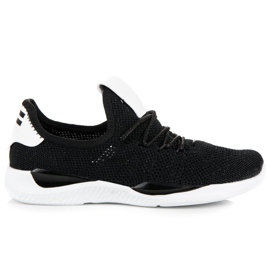 Black slip-on sports shoes