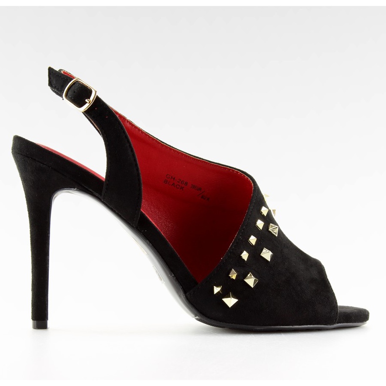 High-heeled sandals asymmetrical black