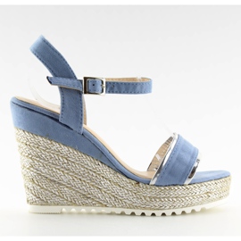 Sandals, espadrilles on wedges, blue 6823 Blue