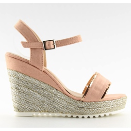 Sandals, espadrilles on pink wedges 6823 Pink