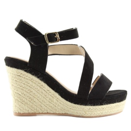 Black Espadrilles on wedges, black 333-8 Black