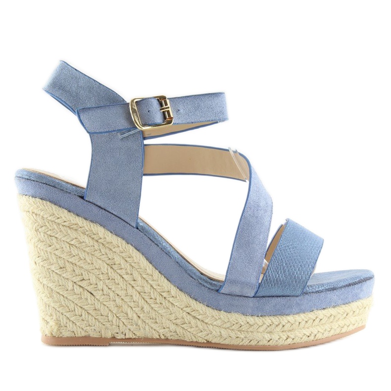 Blue Espadrilles on wedges, blue 333-8 Blue