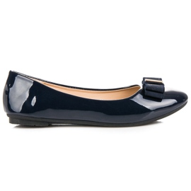 Comer Navy lacquered ballerinas blue
