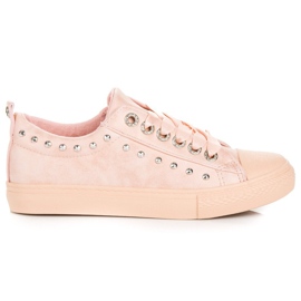 Pink sneakers with a ribbon