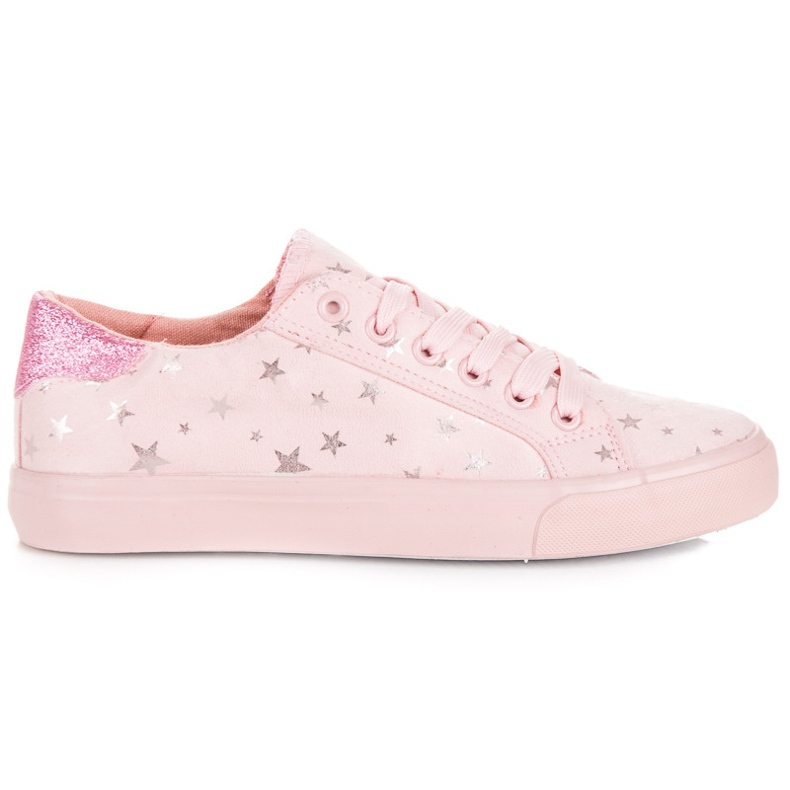Suede sneakers with stars pink