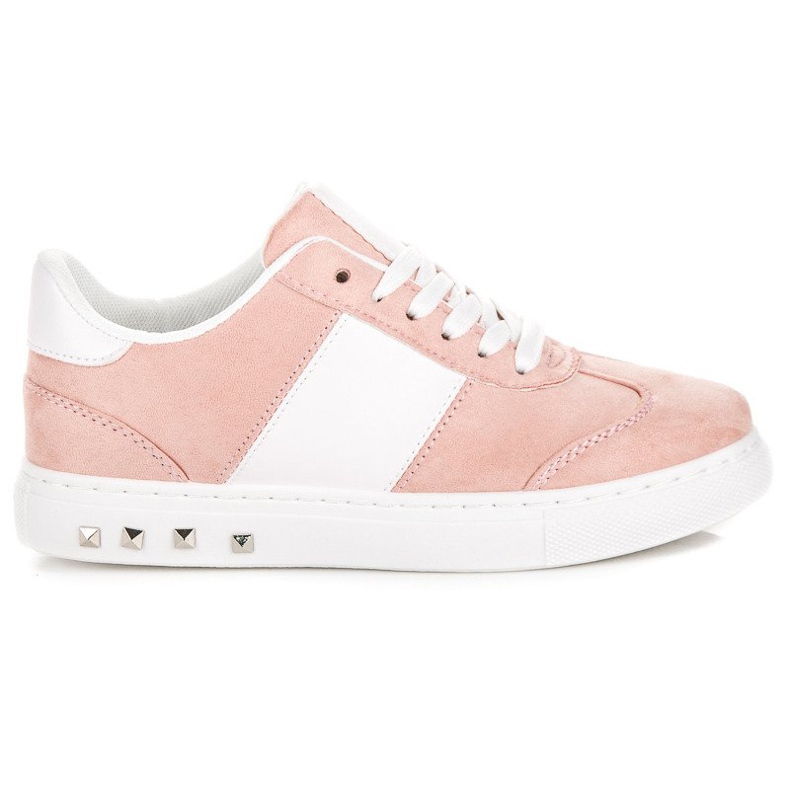 Suede sports sneakers white pink