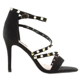 Black sandals on a high heel L6099 Black