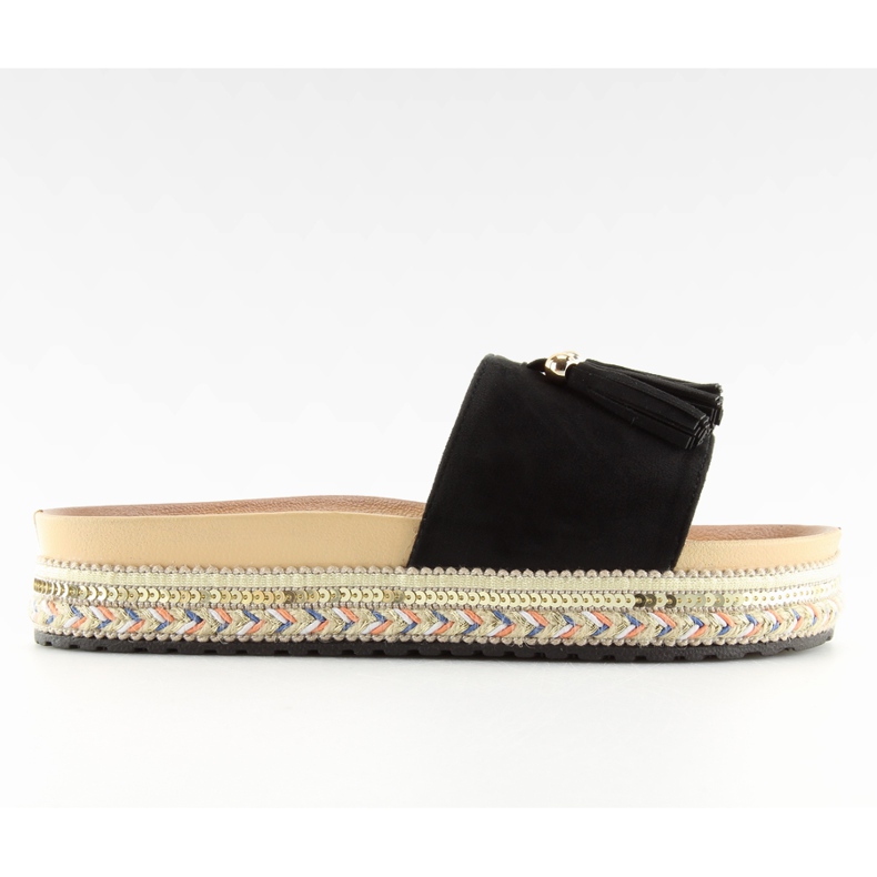 Black women's black slippers LS-93 black