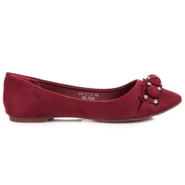 Ideal Shoes Stylish maroon ballerinas red
